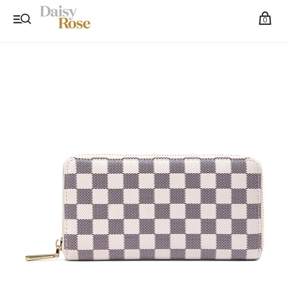 Daisy Rose Checkered Zip Wallet